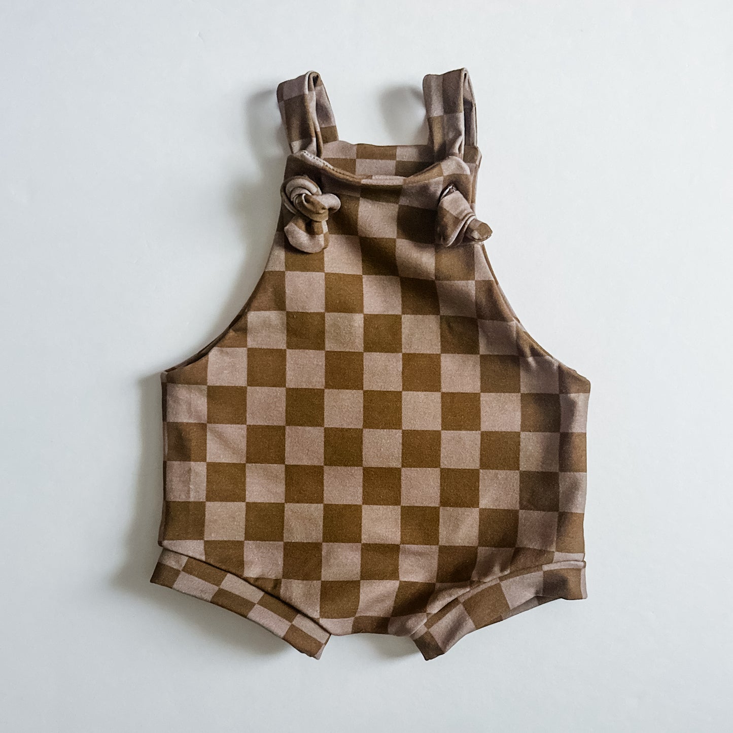 Easter Coordinate Brown Check Knotted Overalls