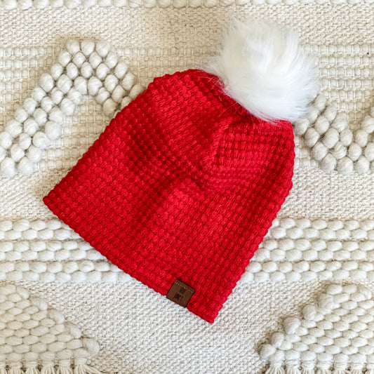 Red Bubble Waffle Beanie